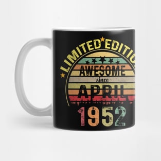 Vintage Born in April 1952 72 Years Old 72nd Birthday Gift Men Women Mug